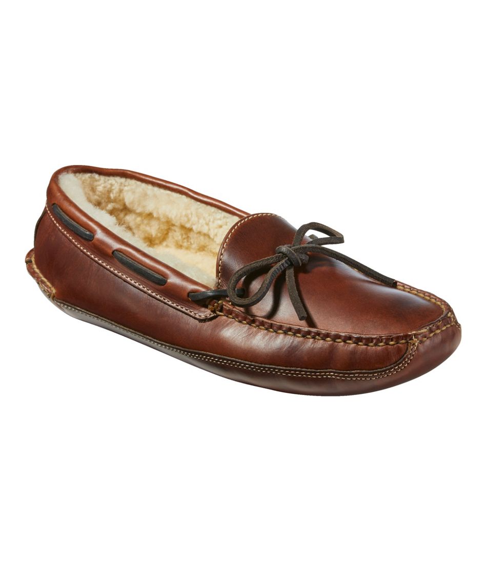 Men's Leather Double-Sole Slippers, Shearling-Lined - Image 6