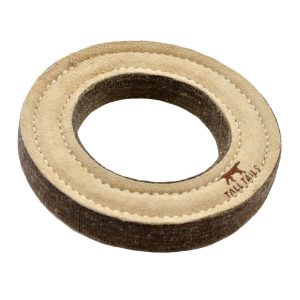 Natural Leather & Wool Ring Dog Toy