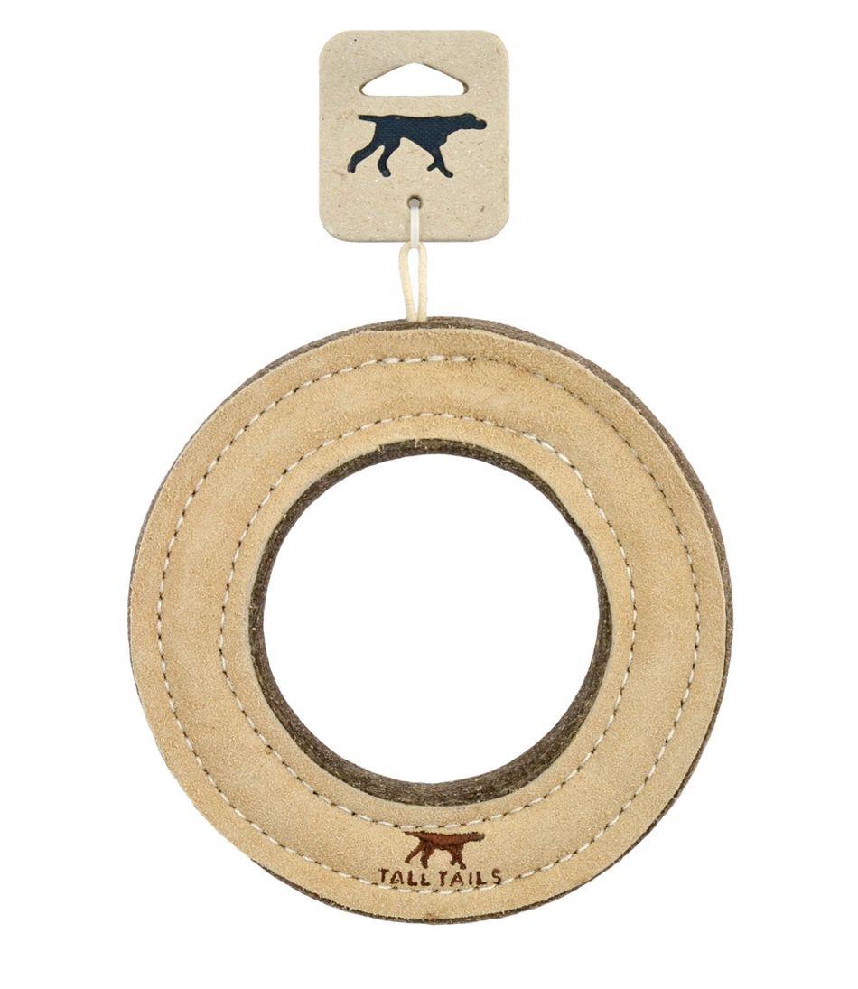 Natural Leather & Wool Ring Dog Toy - Image 2