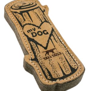Natural Leather & Wool Love My Dog Log Dog Toy