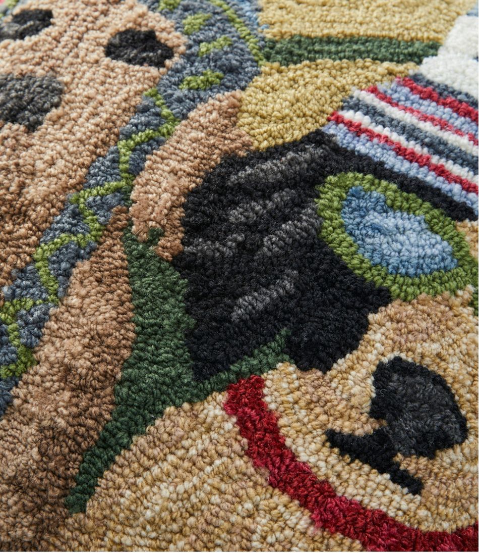 Indoor/Outdoor Hooked Pillow, Dogs Skiing - Image 2