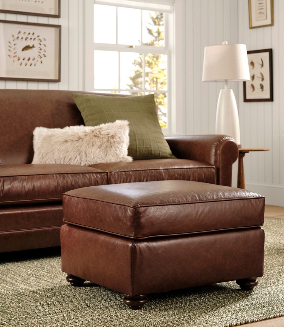 Bean's Leather Lodge Ottoman - Image 2