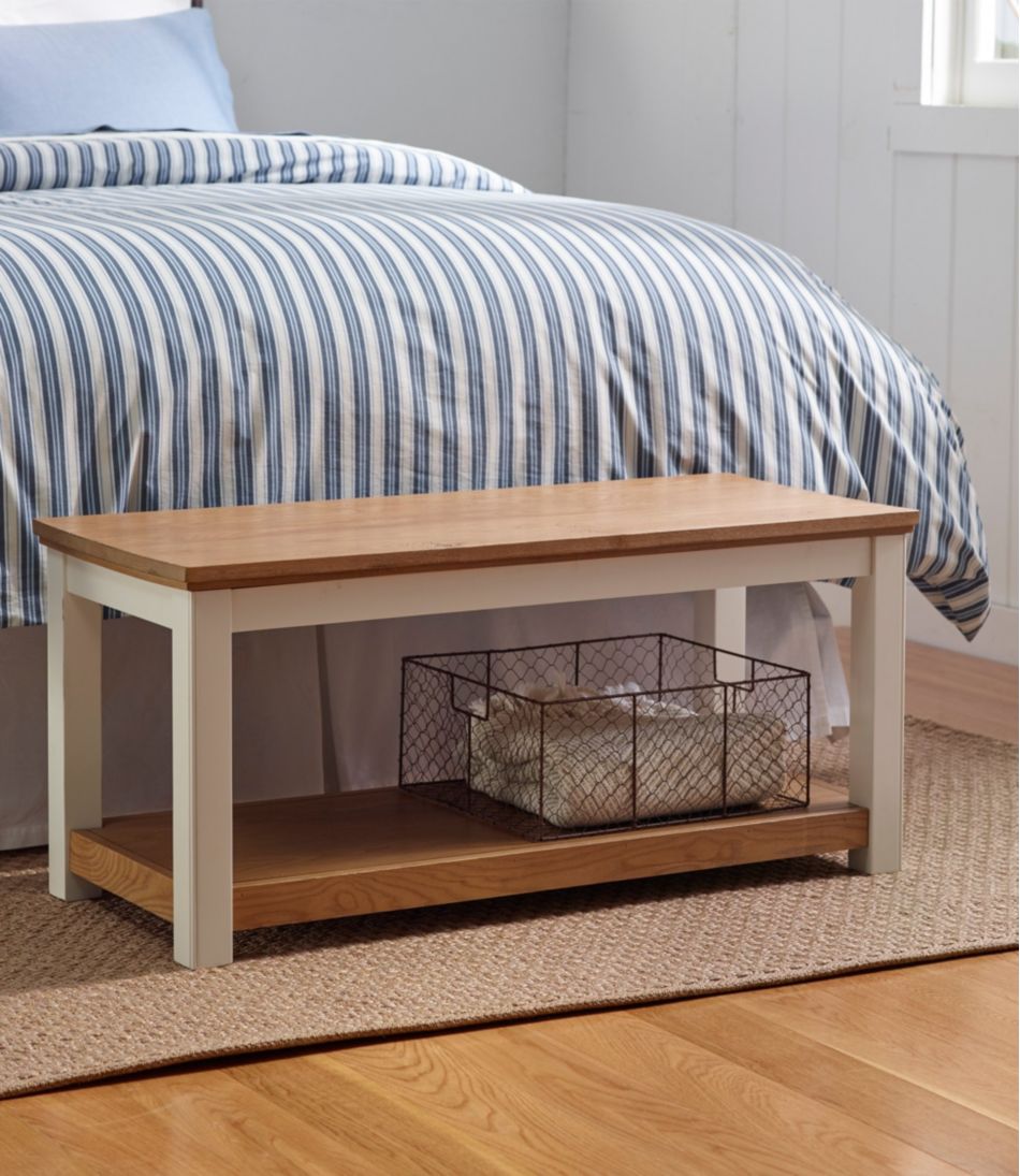 Painted Farmhouse Bench, Wood Top - Image 3