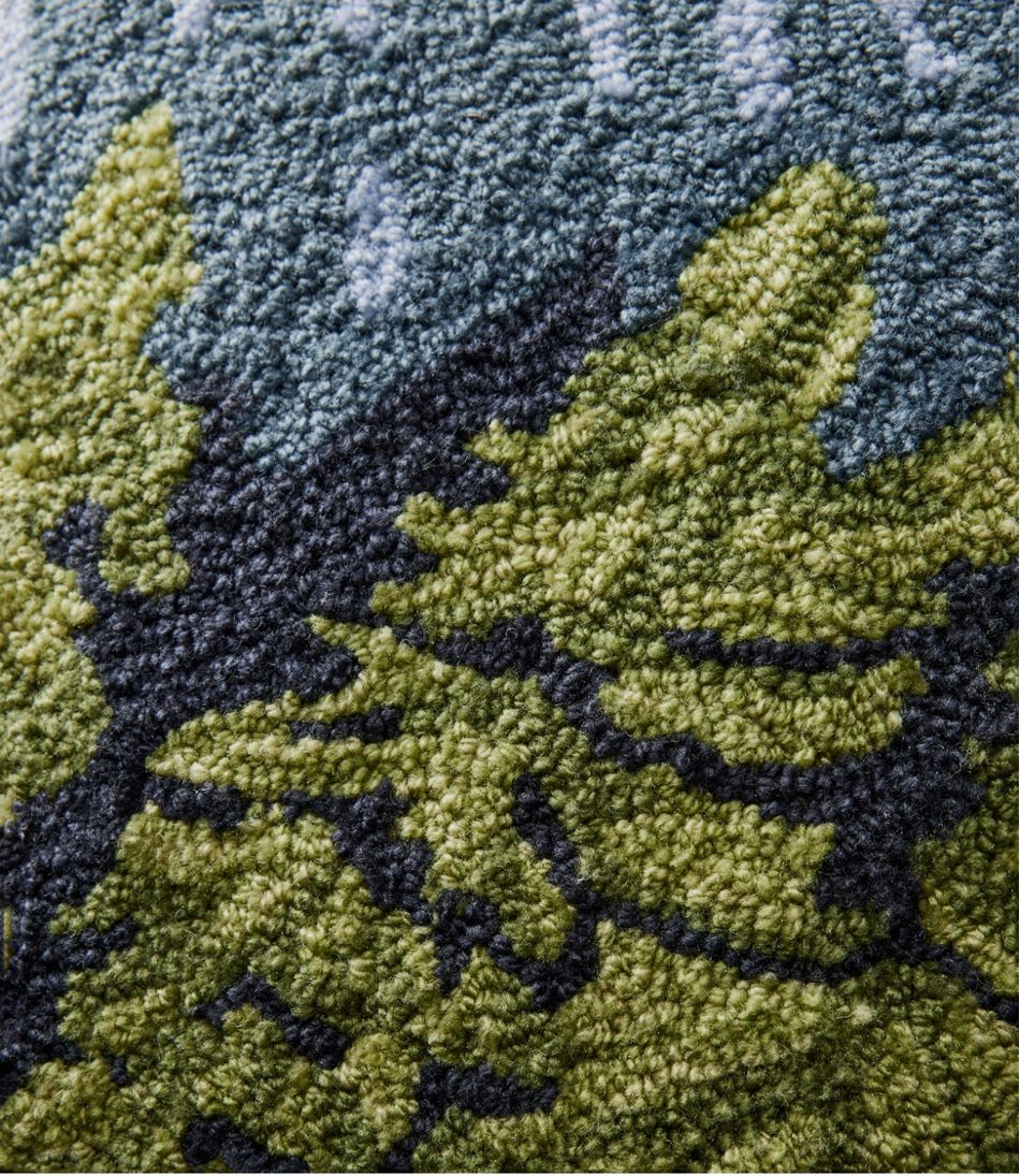 Indoor/Outdoor Hooked Pillow, Lakeside Mountain Scene - Image 2