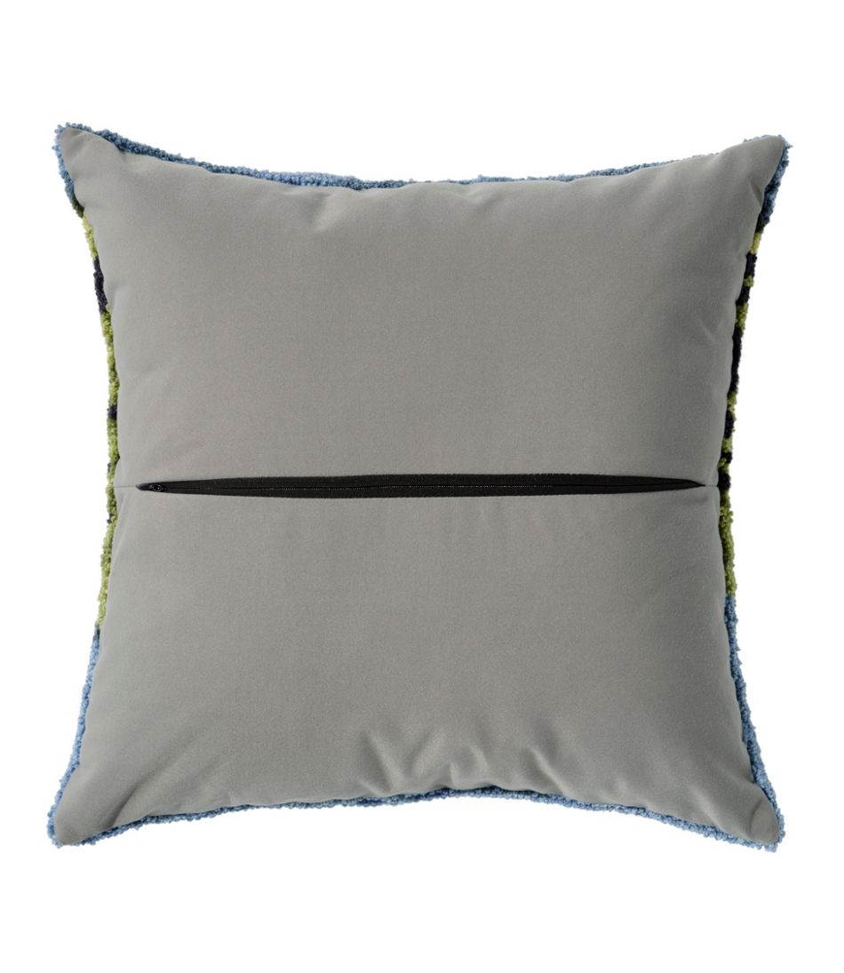Indoor/Outdoor Hooked Pillow, Lakeside Mountain Scene - Image 3