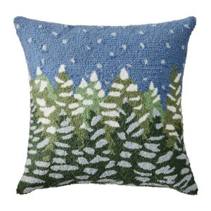 Indoor/Outdoor Hooked Pillow, Frosted Trees