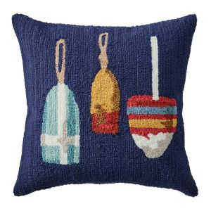 Indoor/Outdoor Hooked Pillow, Buoys