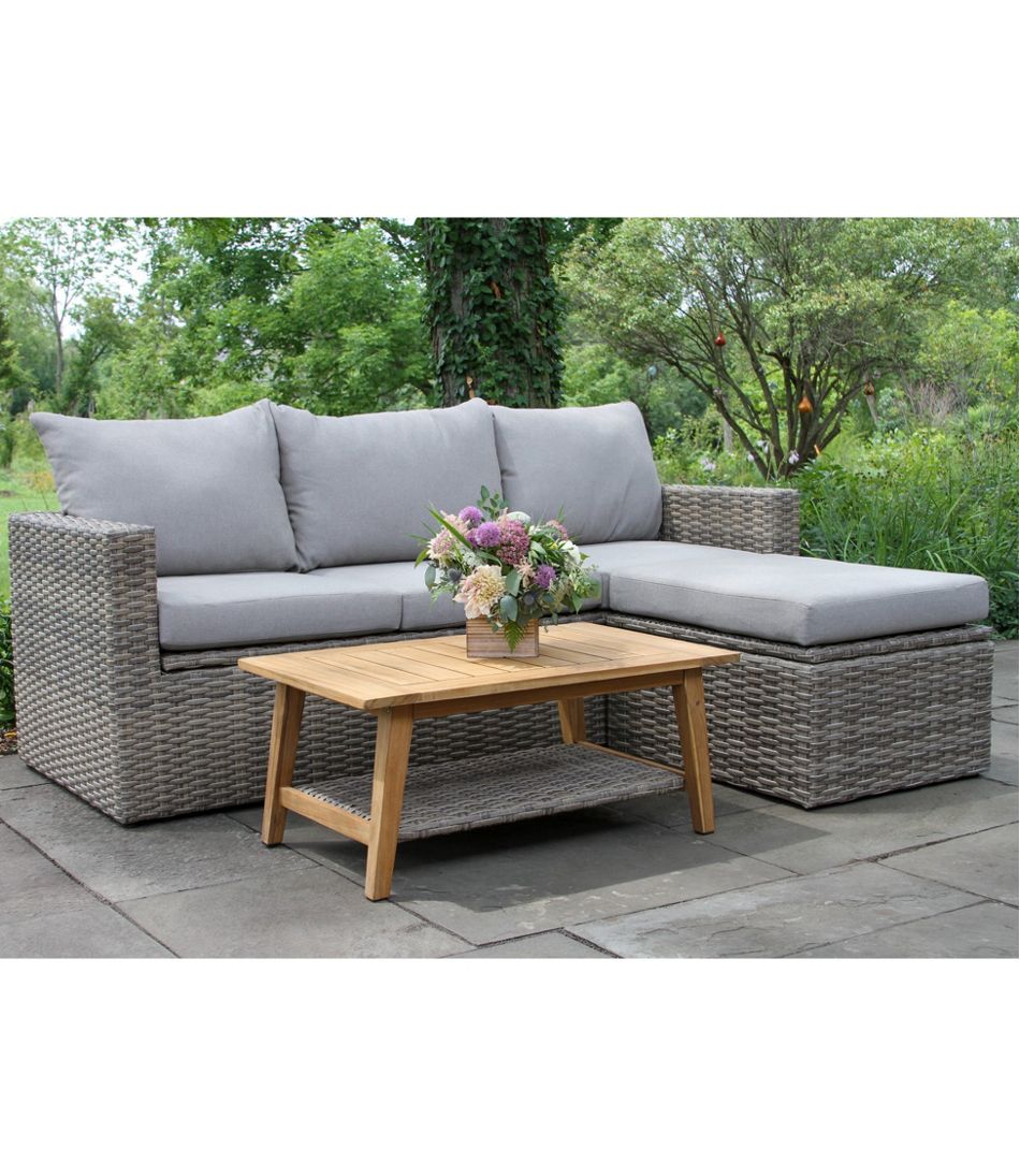 Wicker Storage Sofa?and Teak Coffee Table Set - Image 2