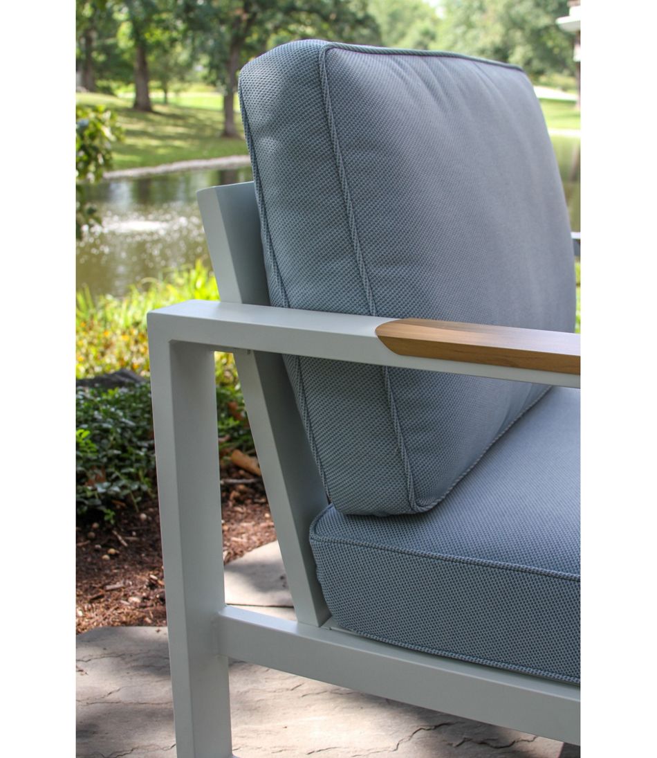 White Aluminum Deep Seating Armchair with Blue Cushions, Set of Two - Image 5