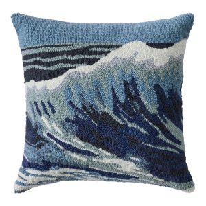 Indoor/Outdoor Hooked Pillow, 18x18 Ocean Waves