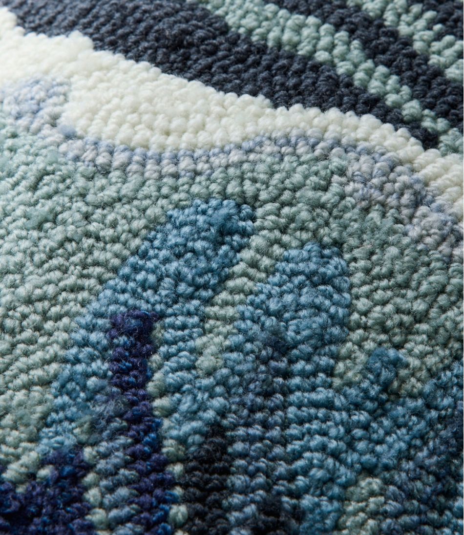 Indoor/Outdoor Hooked Pillow, 18x18 Ocean Waves - Image 2