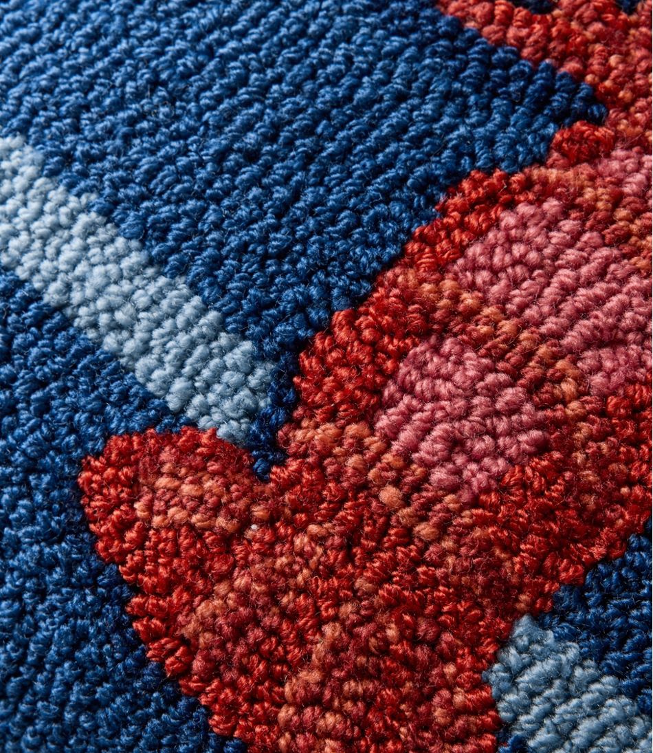 Indoor/Outdoor Hooked Pillow, 18x18 Lobster - Image 3