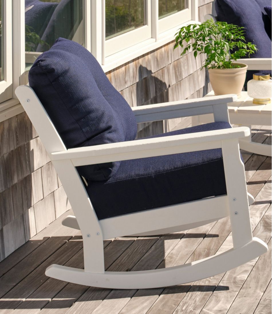All-Weather Patio Rocker with Textured Cushion, White - Image 2