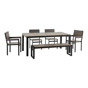 Aluminum/Recycled Poly Lumber Farmhouse Dining Set, Black
