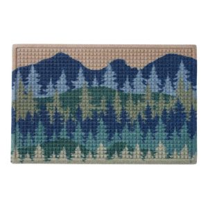 Printed Recycled Waterhog Doormat, Pine Trees
