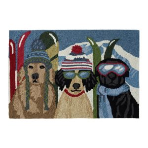 Indoor/Outdoor Vacationland Rug, Dogs Skiing