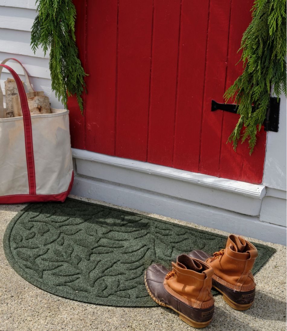Heavyweight Recycled Waterhog Doormat, Half Round, Woodland Leaf - Image 6