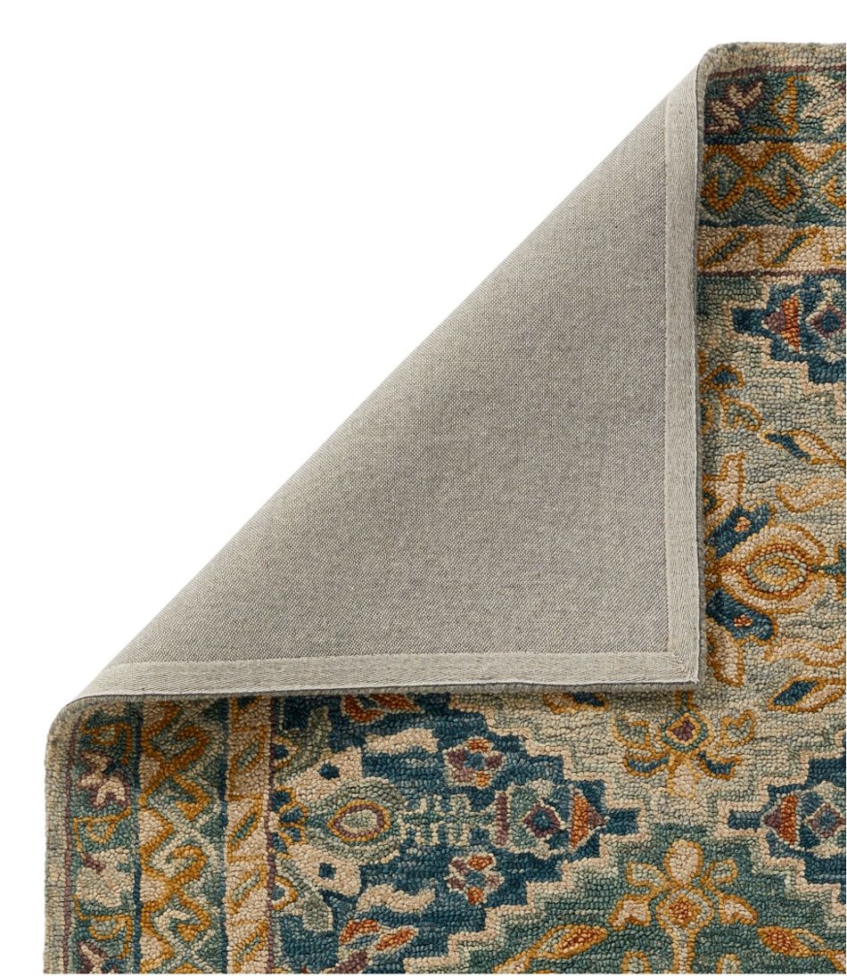 Bordered Medallion Wool Tufted Rug, Blue Multi - Image 2