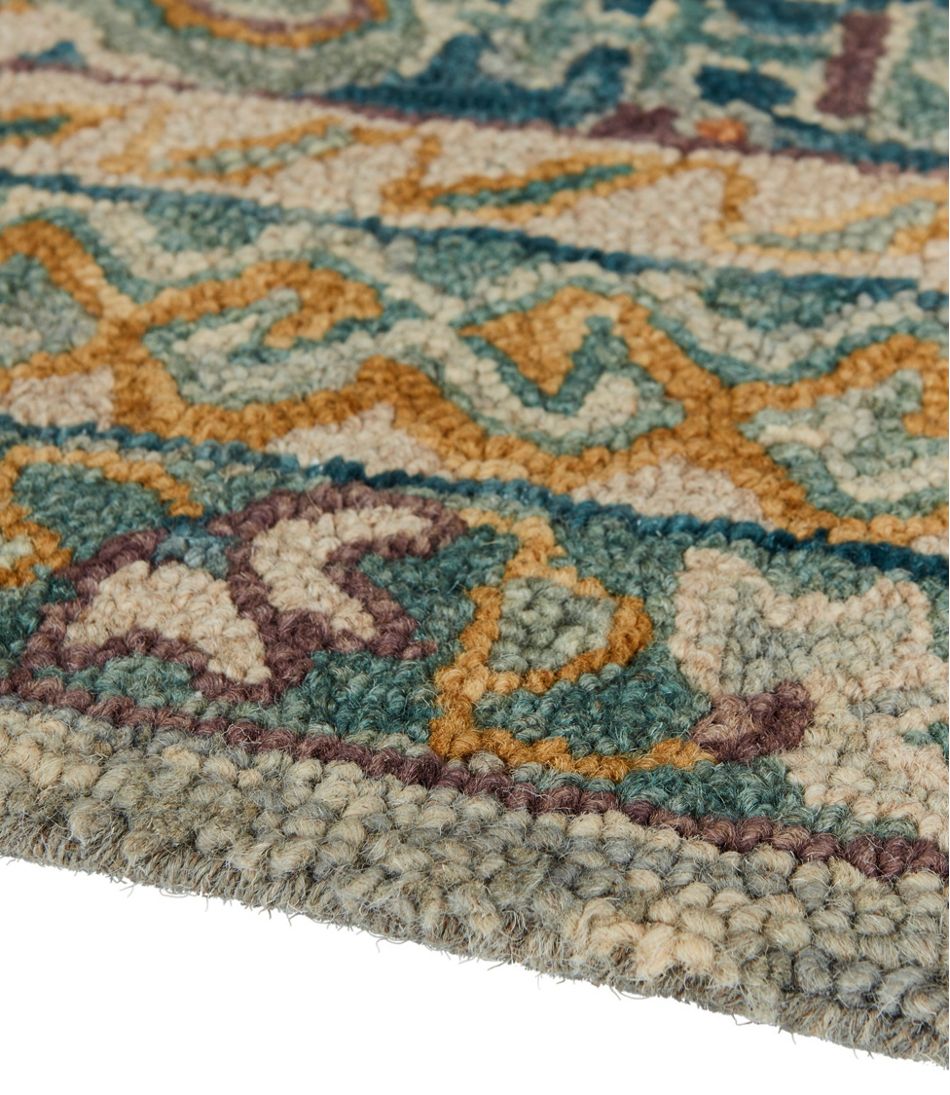 Bordered Medallion Wool Tufted Rug, Blue Multi - Image 3