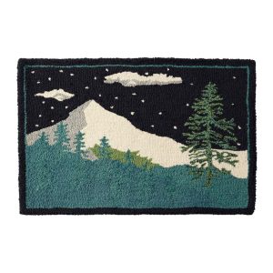 Wool Hooked Novelty Rug, Winter Woods