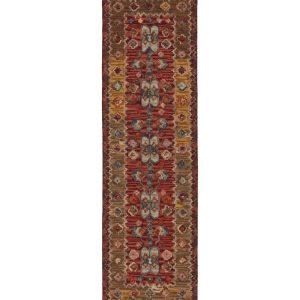Double Border Wool Hooked Runner, Sienna Multi