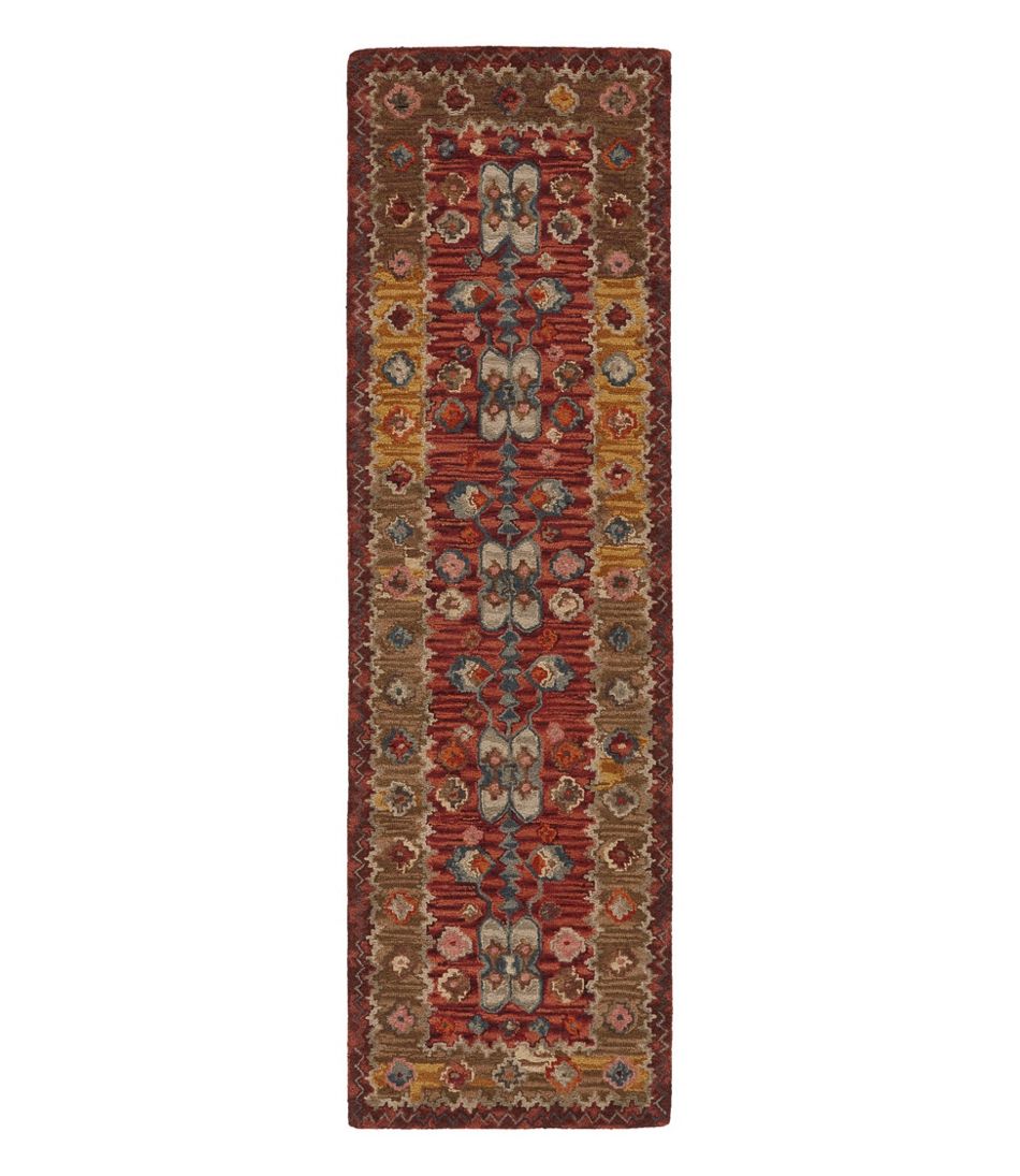 Double Border Wool Hooked Runner, Sienna Multi