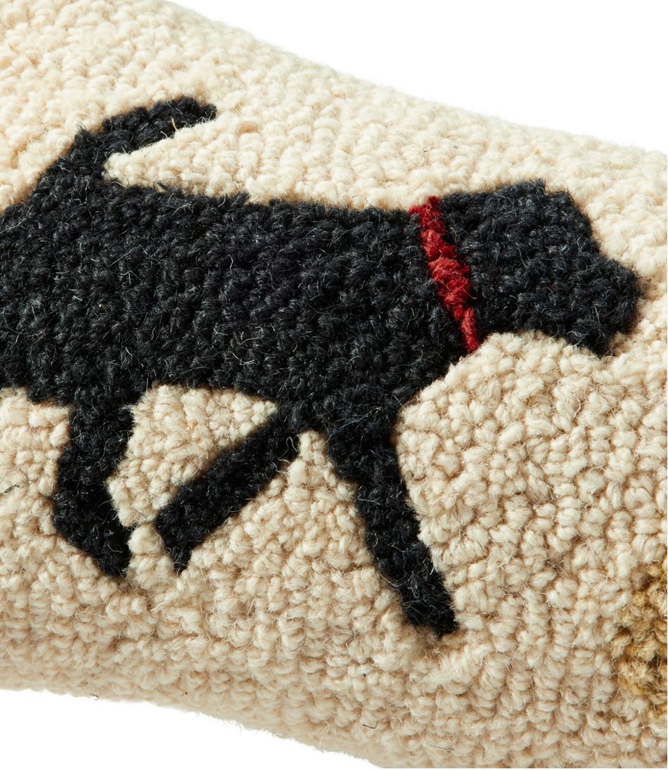 Wool Hooked Throw Pillow, Lab Trio, 8" x 24" - Image 2
