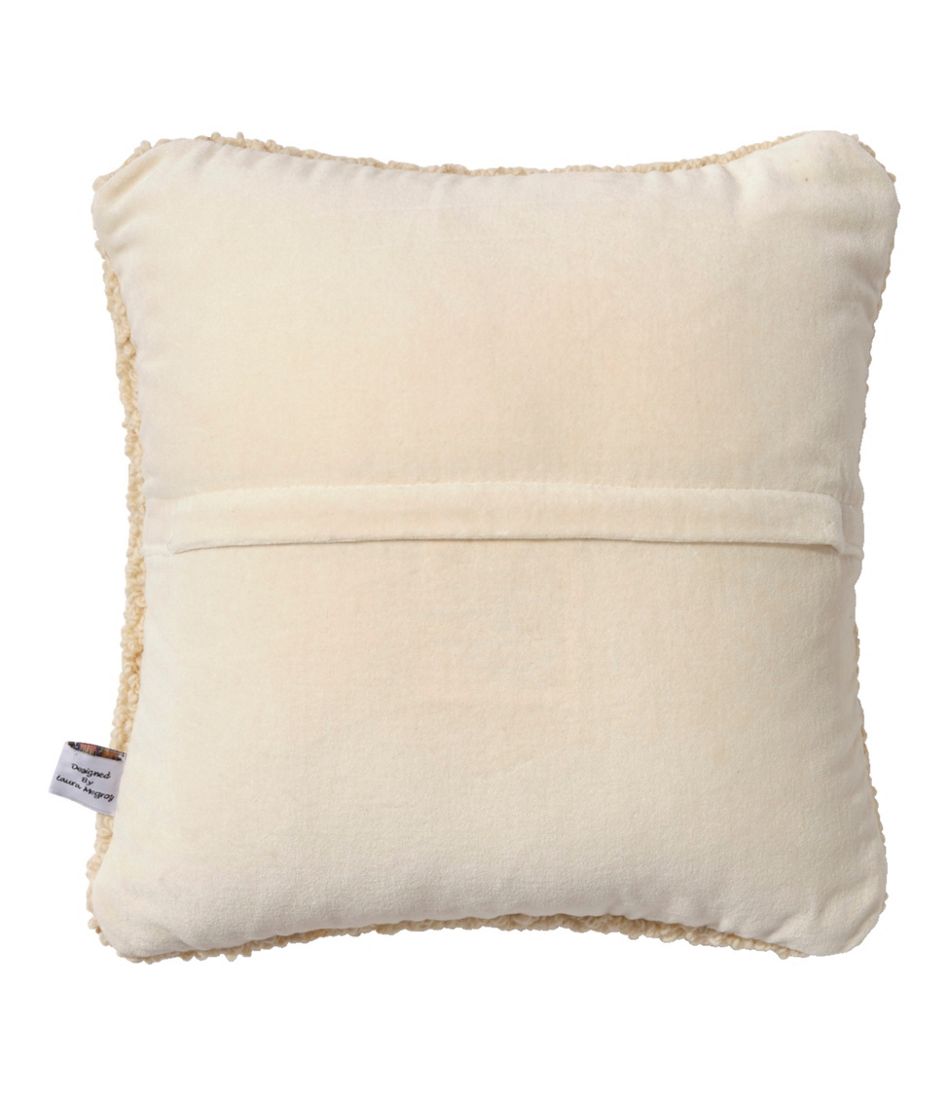 Wool Hooked Throw Pillow, Yellow Dog, 14" x 14" - Image 3