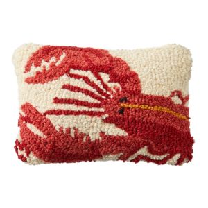 Wool Hooked Throw Pillow, Lobster, 8" x 12"
