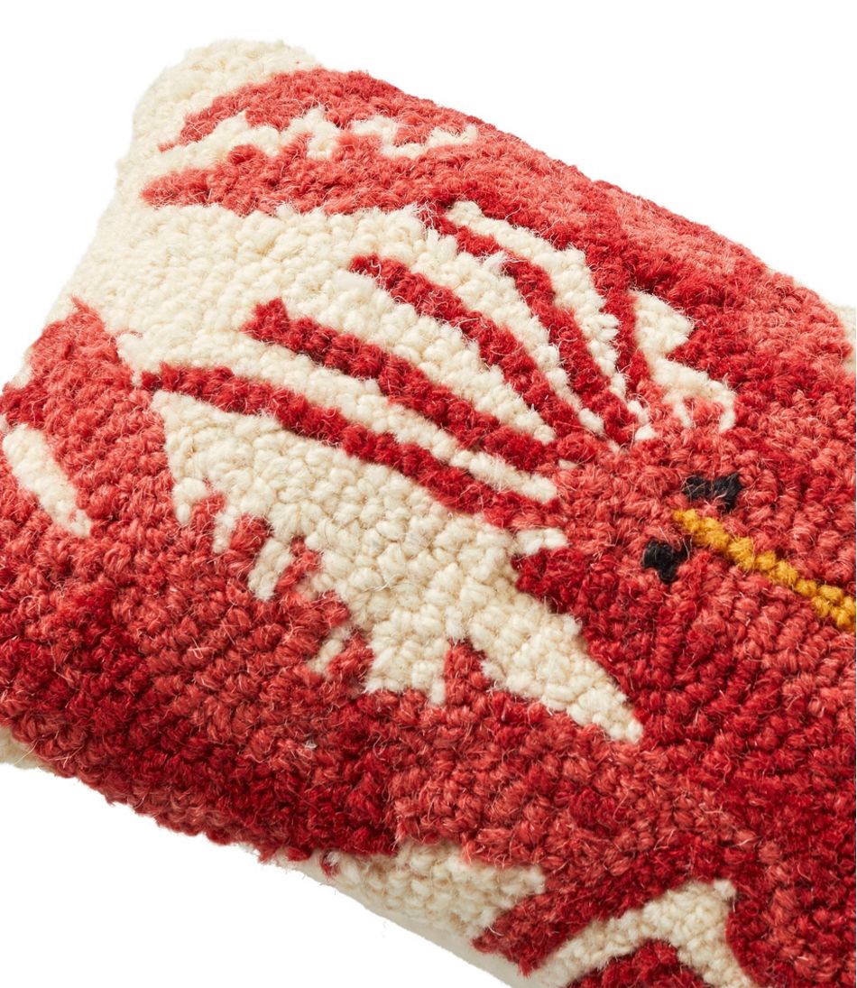 Wool Hooked Throw Pillow, Lobster, 8" x 12" - Image 2