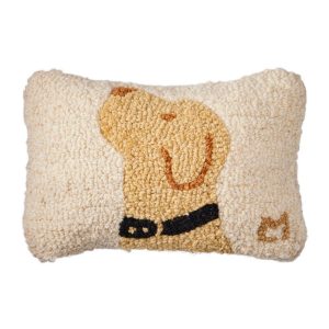 Wool Hooked Throw Pillow, Yellow Labrador, 8" x 12"