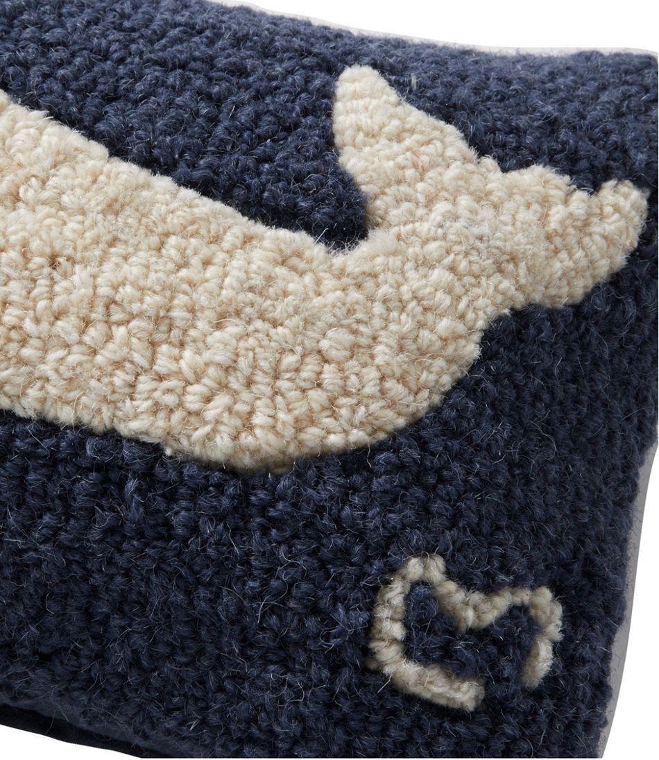 Wool Hooked Throw Pillow, Whale, 8" x 12" - Image 2