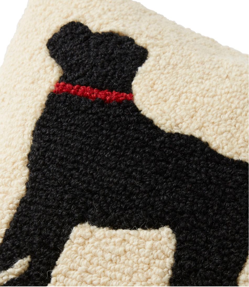 Wool Hooked Throw Pillow, Black Dog, 14" x 14" - Image 2
