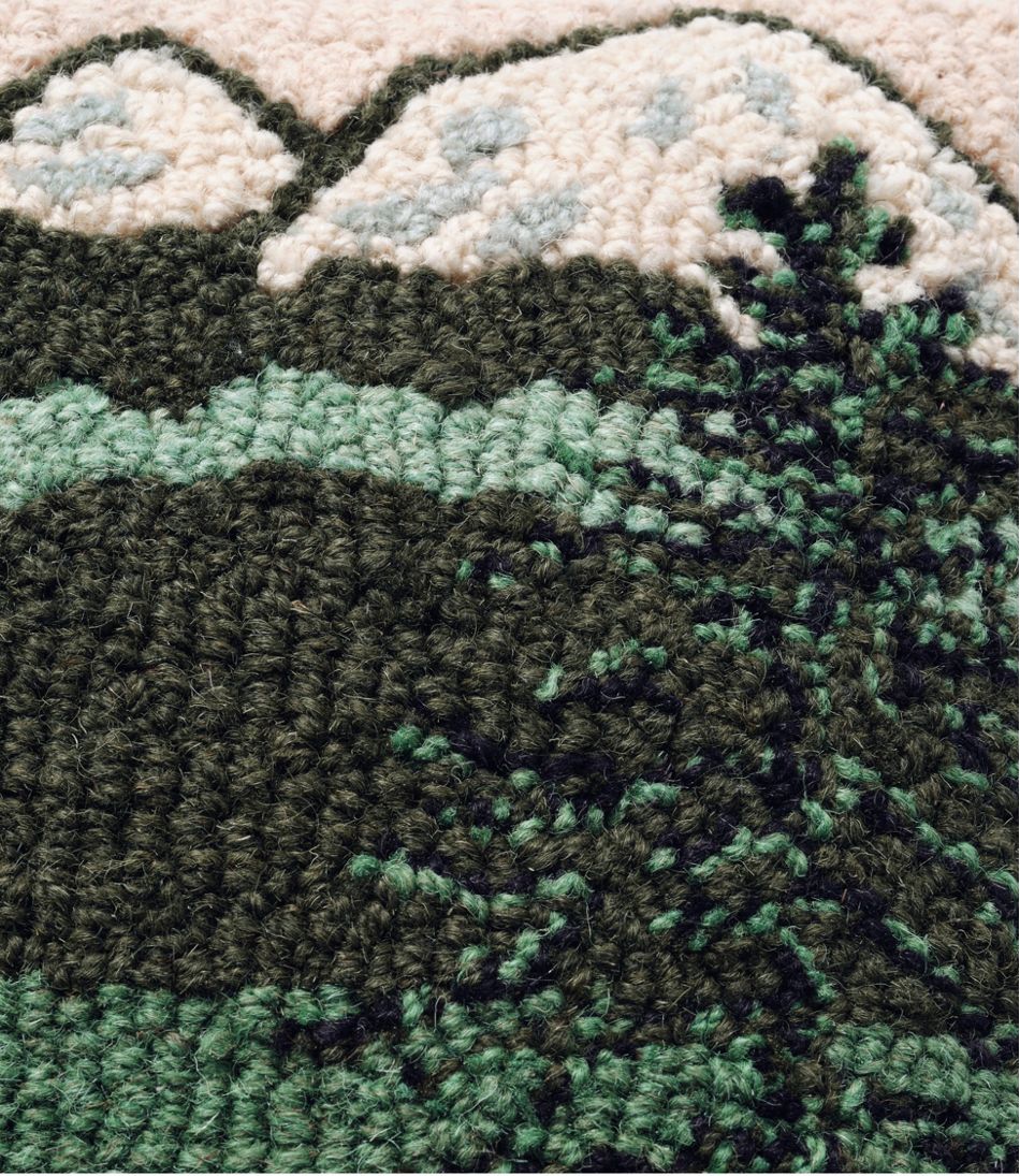 Wool Hooked Throw Pillow, Mountains, 14" x 14" - Image 2