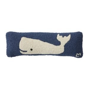 Wool Hooked Throw Pillow, Whale, 8" x 24"