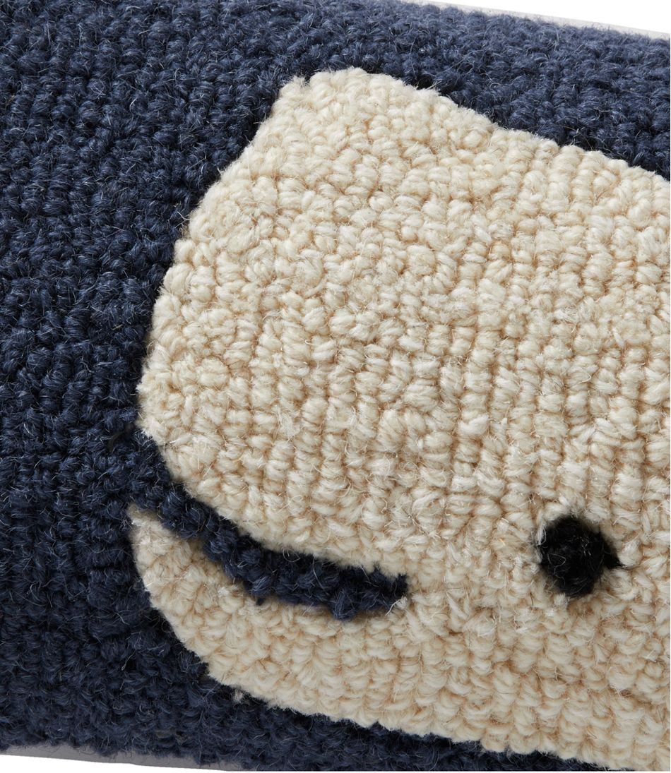 Wool Hooked Throw Pillow, Whale, 8" x 24" - Image 2