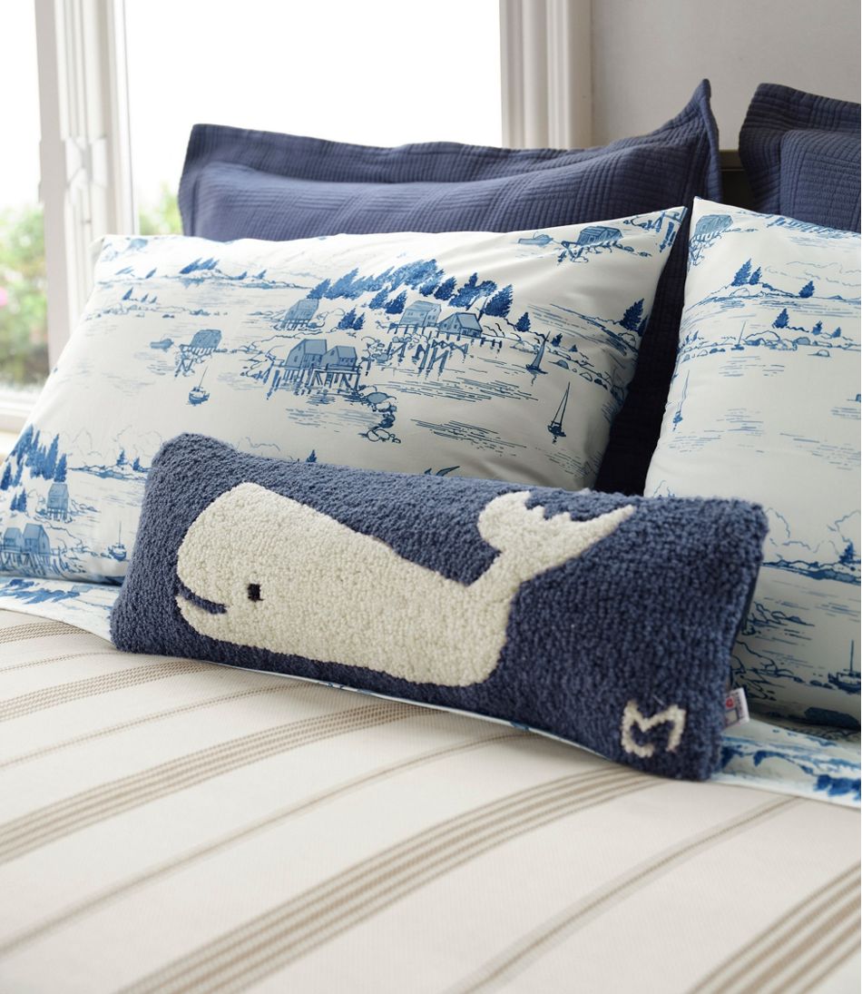 Wool Hooked Throw Pillow, Whale, 8" x 24" - Image 4