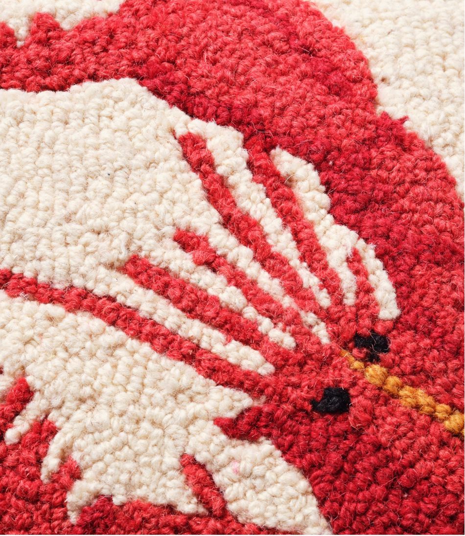 Wool Hooked Throw Pillow, Red Lobster, 14" x 14" - Image 2
