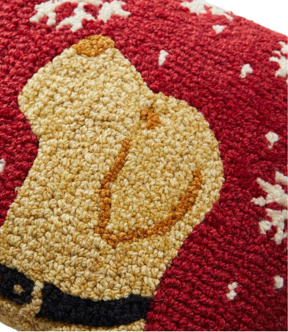 Wool Hooked Throw Pillow, Snowflake Yellow Lab, 14" x 14" - Image 2