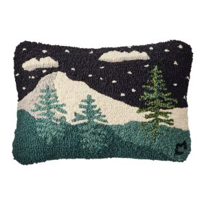 Wool Hooked Throw Pillow, Winter Woods, 12" x 18"