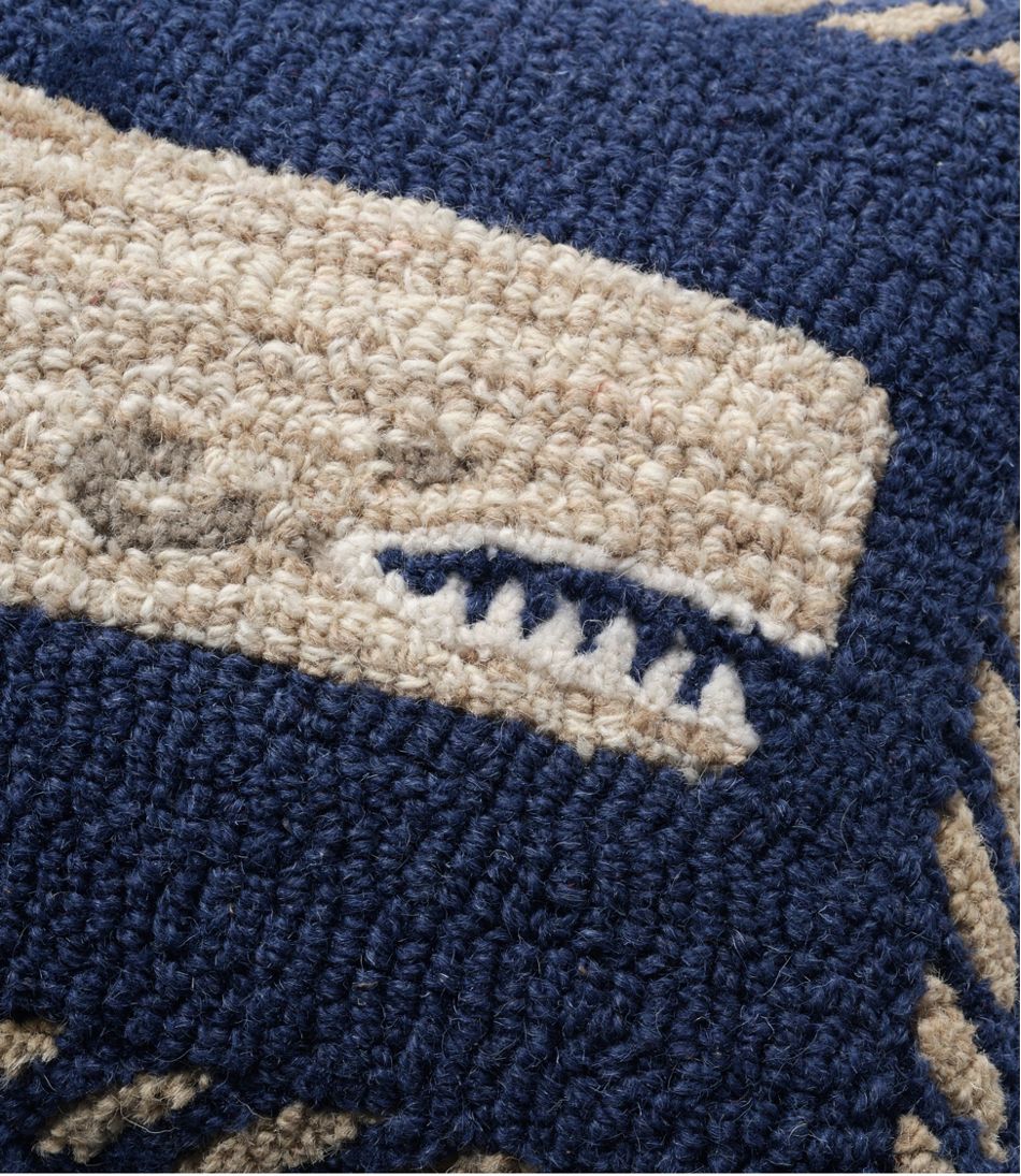 Wool Hooked Throw Pillow, Whale, 12" x 18" - Image 2