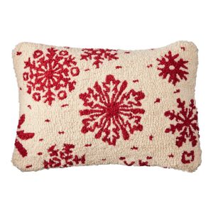 Wool Hooked Throw Pillow, Snowflake, 14" x 20"