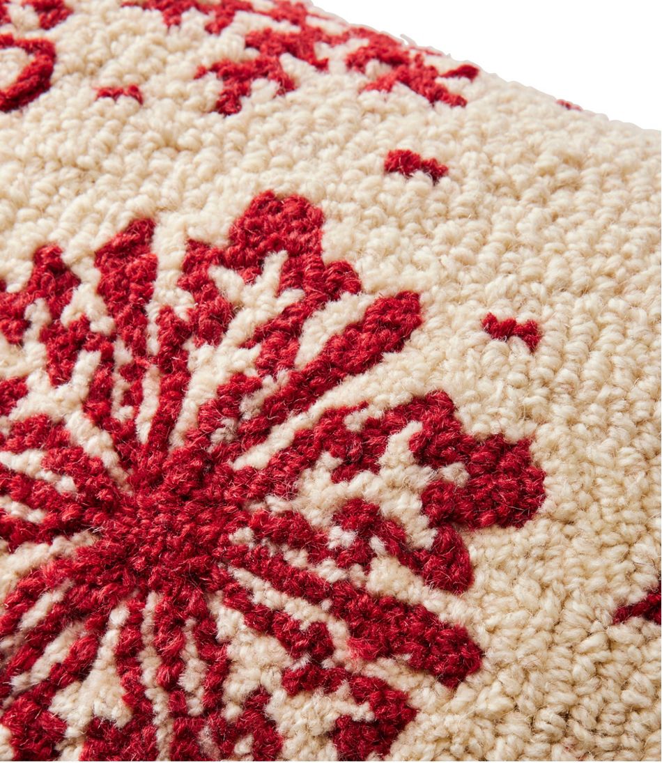 Wool Hooked Throw Pillow, Snowflake, 14" x 20" - Image 2