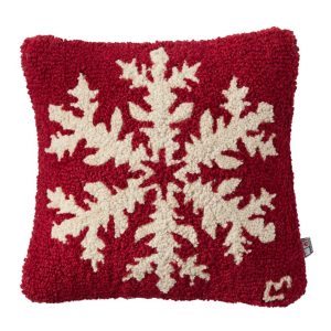 Wool Hooked Throw Pillow, Snowflake, 14" x 14"