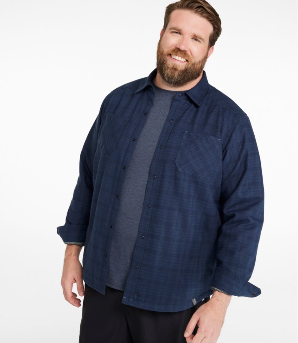 Men's Katahdin Performance Flannel Shirt-Jacket, Hi-Pile Fleece-Lined Solid - Image 4