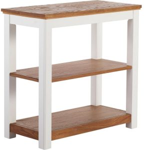 Painted Farmhouse Two-Shelf Console, Wood Top