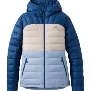 Women's Bean's Down Hooded Jacket, Colorblock